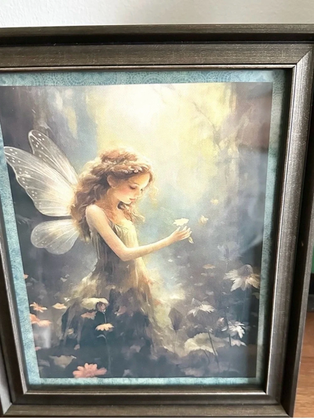 Forest Floral Fairy Fantasy Cottagecore Fairy of Light Framed Canvas Print Art